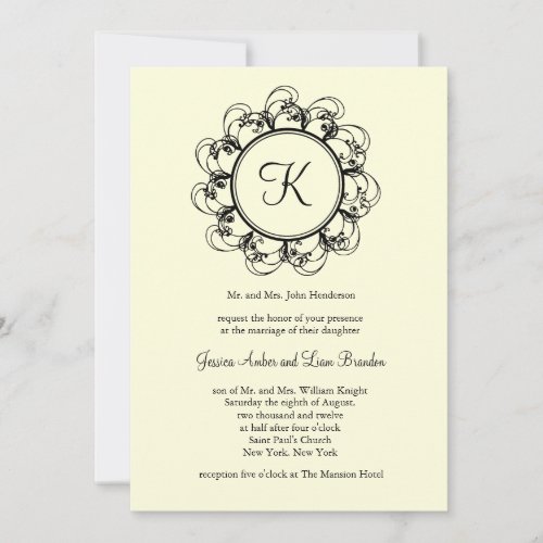Fancy Monogram Wedding Invitation (off white)
