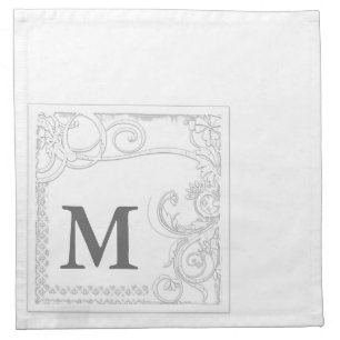 Fancy Monogram White Party Napkins