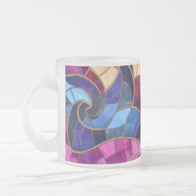 Fancy Mosaic Frosted Glass Mug (Left)