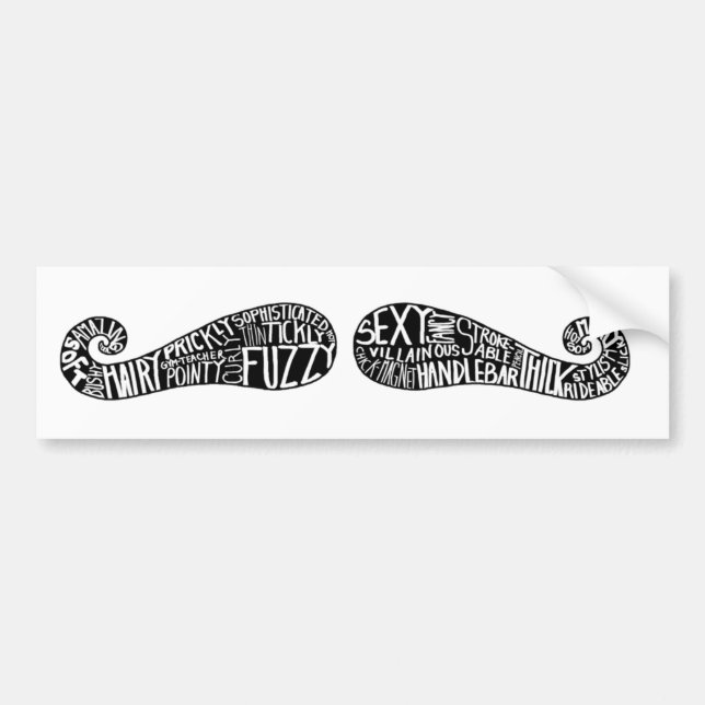 Fancy Moustache words bumper sticker (Front)