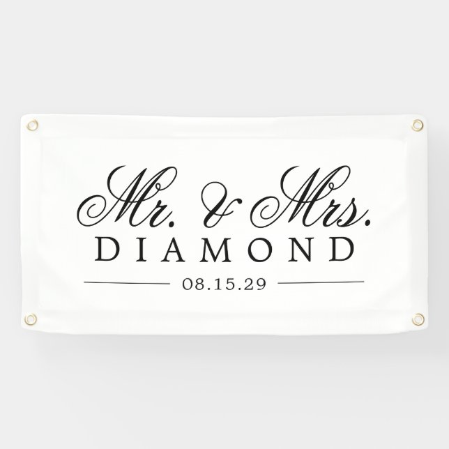 Fancy Mr. and Mrs. Car Banner (Horizontal)