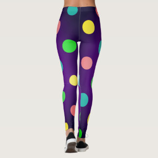Fancy Multi-Color and Purple Retro Polka Dot Leggings
