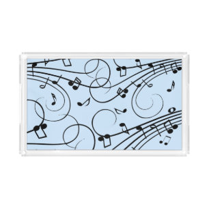 Fancy Music Notes Blue Acrylic Tray