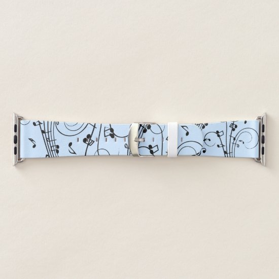 Fancy Music Notes Blue Apple Watch Band