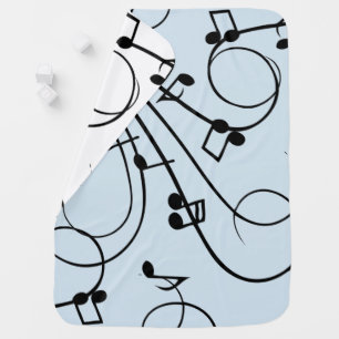 Fancy Music Notes Blue Baby Blanket