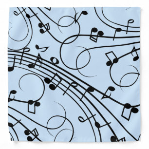 Fancy Music Notes Blue Bandana