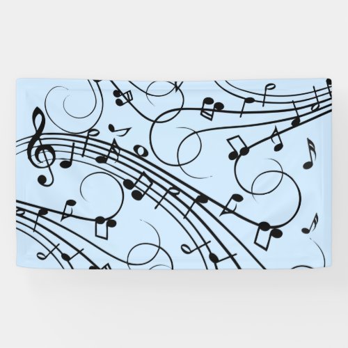 Fancy Music Notes Blue Banner