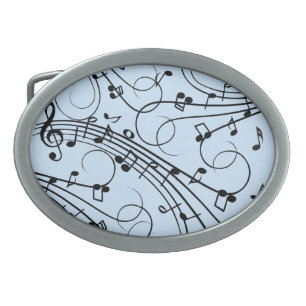 Fancy Music Notes Blue Belt Buckle