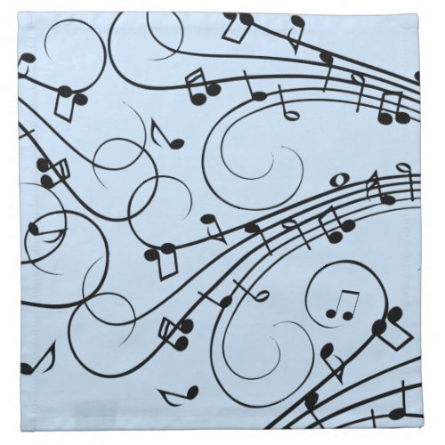 Fancy Music Notes Blue Cloth Napkin