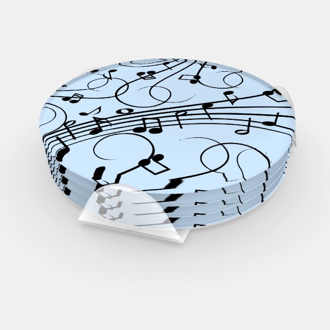 Fancy Music Notes Blue Coaster Set (Set)