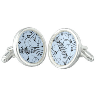 Fancy Music Notes Blue Cufflinks
