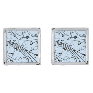 Fancy Music Notes Blue Cufflinks