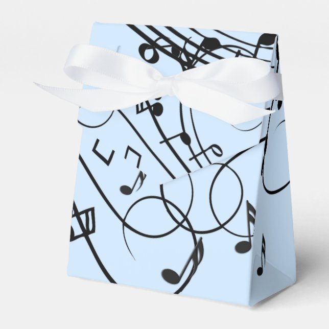 Fancy Music Notes Blue Favor Boxes (Front Side)