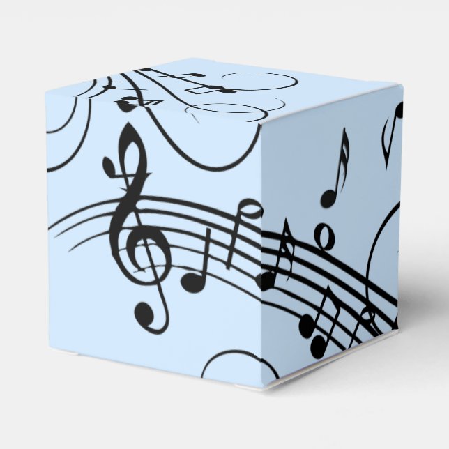 Fancy Music Notes Blue Favor Boxes (Back Side)