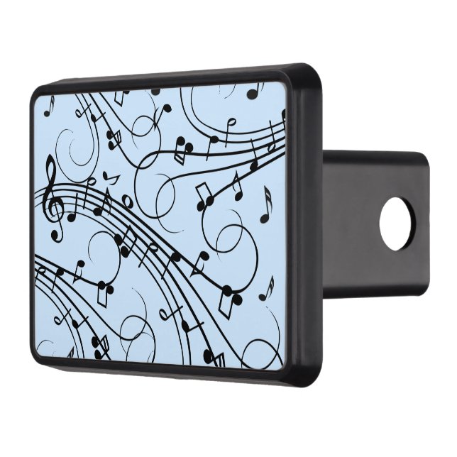 Fancy Music Notes Blue Hitch Cover (Left)
