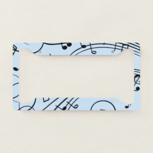 Fancy Music Notes Blue License Plate Frame