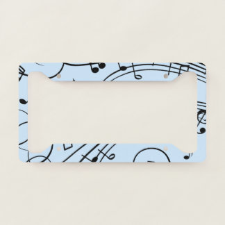 Fancy Music Notes Blue License Plate Frame