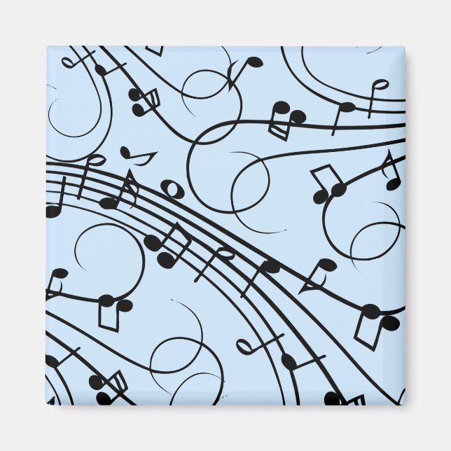 Fancy Music Notes Blue Magnet (Front)