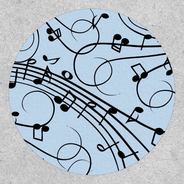 Fancy Music Notes Blue Patch (Front)