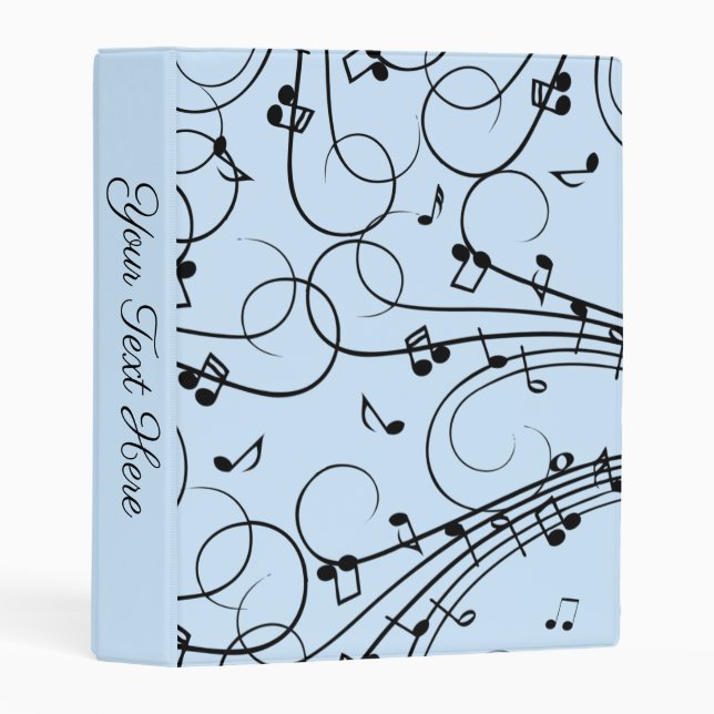 Fancy Music Notes Blue Personal Mini Binder (Front/Spine)
