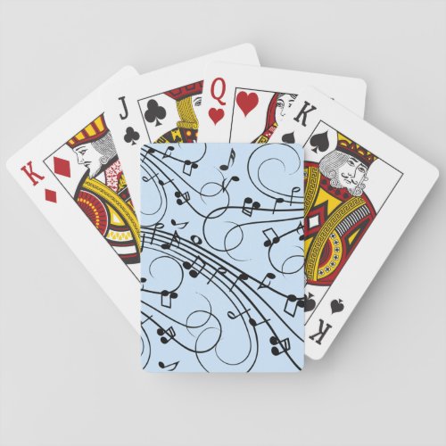 Fancy Music Notes Blue Playing Cards
