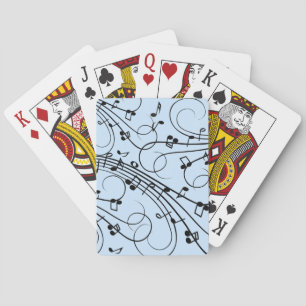 Fancy Music Notes Blue Poker Cards