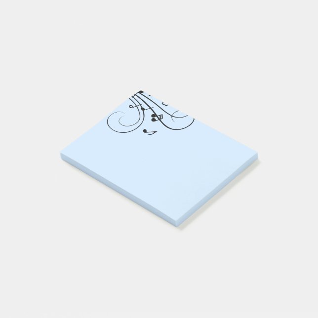 Fancy Music Notes Blue Post-It Notes (Angled)