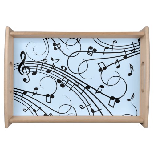 Fancy Music Notes Blue Serving Tray