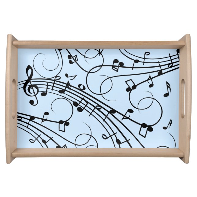 Fancy Music Notes Blue Serving Tray (Front)