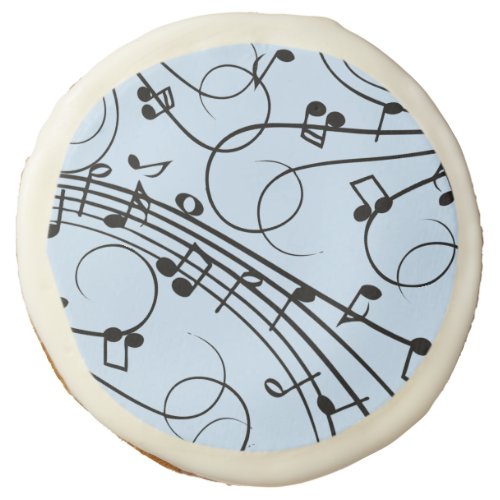 Fancy Music Notes Blue Sugar Cookie