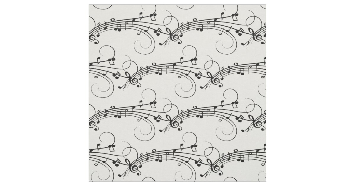 Fancy Music Notes Fabric | Zazzle