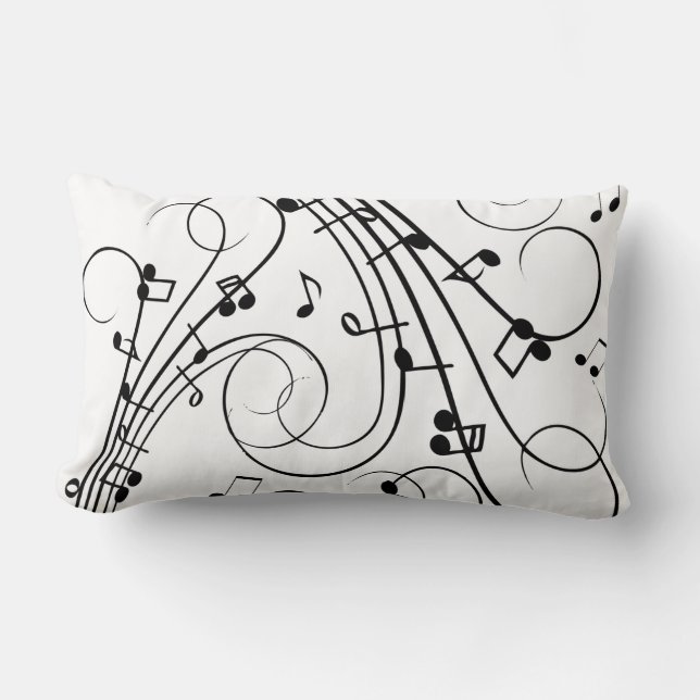 Fancy Music Notes Lumbar Pillow (Front)