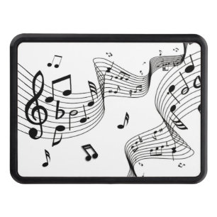 Fancy Music Notes on White Hitch Cover