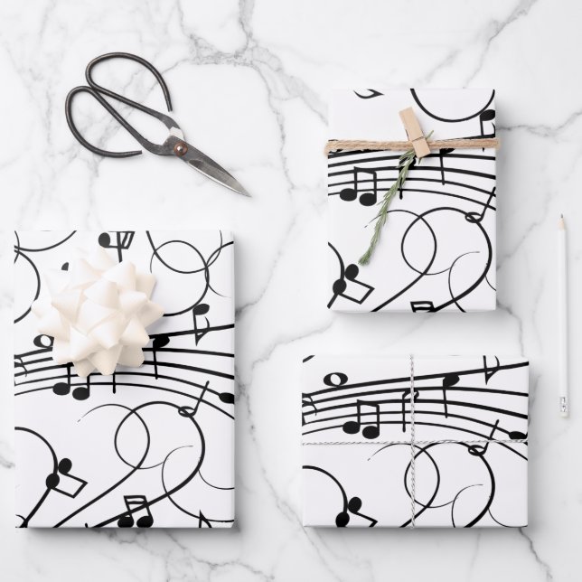 Fancy Music Notes Wrapping Paper Sheets (Front)
