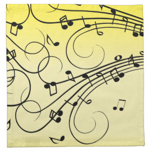 Fancy Music Notes Yellow Cloth Napkin