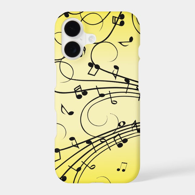 Fancy Music Notes Yellow Iphone Case (Back)