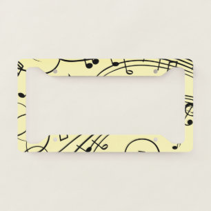 Fancy Music Notes Yellow License Plate Frame