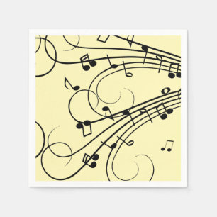 Fancy Music Notes Yellow Napkins