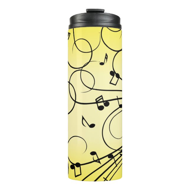 Fancy Music Notes Yellow Thermal Tumbler (Front)