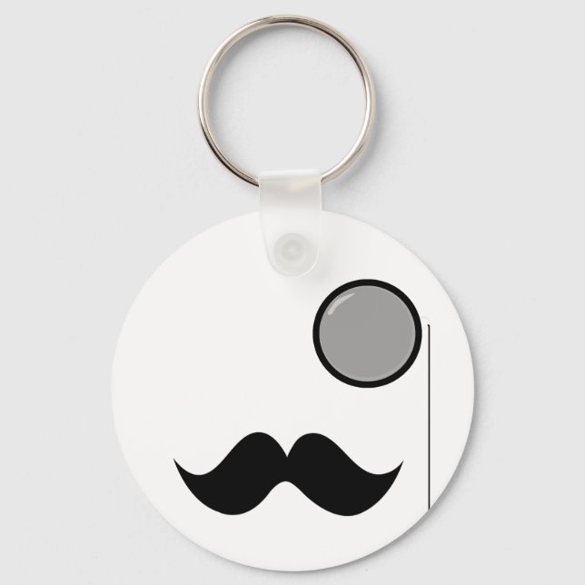 Fancy Mustache & Monocle Keychain (Front)