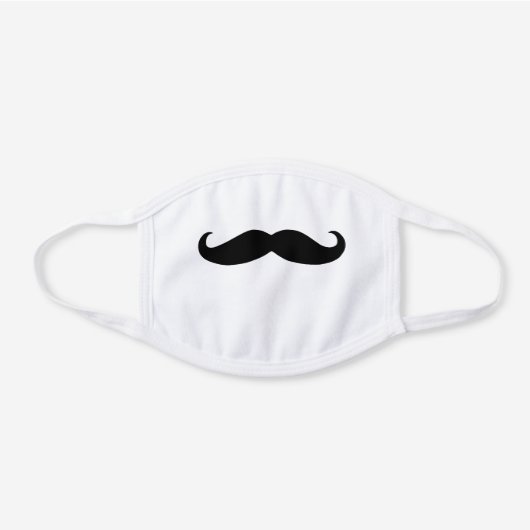 Fancy Mustache White Cotton Face Mask (Front)