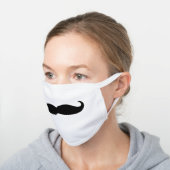 Fancy Mustache White Cotton Face Mask (Angled)