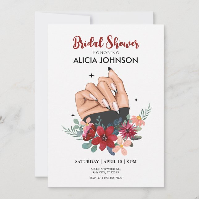 Fancy nail art Bridal Shower Invitation (Front)