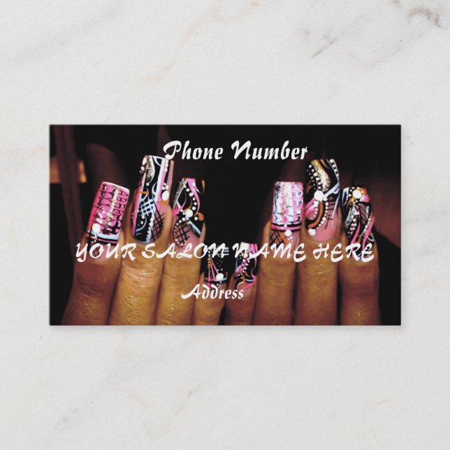 FANCY NAIL BUSINESS CARD TEMPLATE NAIL SALON (Front)