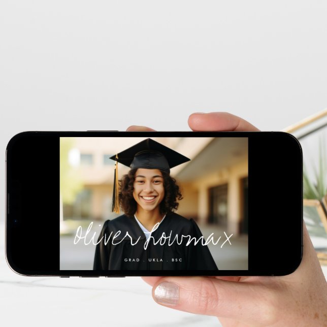 Fancy Name Elegant Grad Graduate Two Photo Announcement (Front Digital)