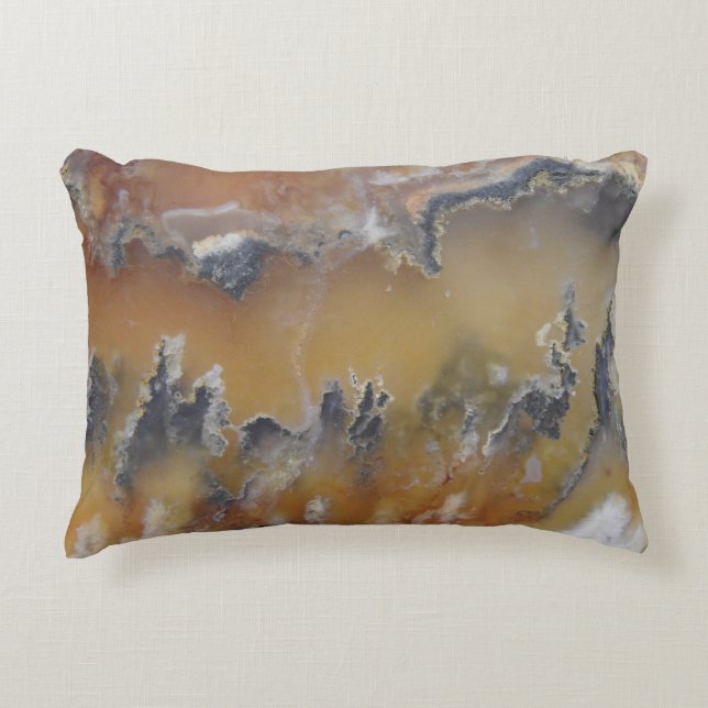Fancy Natural Rock Mossy Agate Photo Designed Accent Pillow (Front)