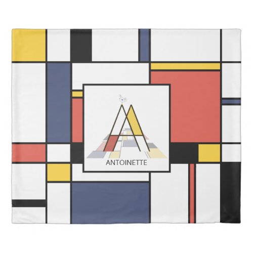 Fancy Neoplasticism Art Monogram Letter A Duvet Cover