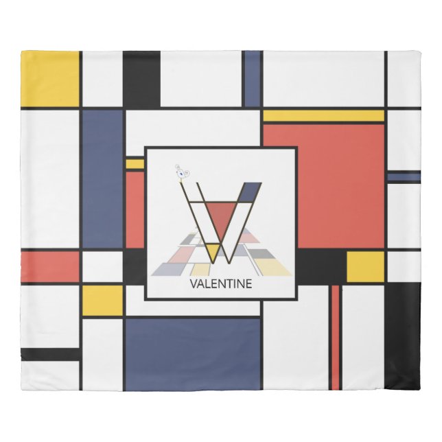 Fancy Neoplasticism Art Monogram. Letter V Duvet Cover (Front)