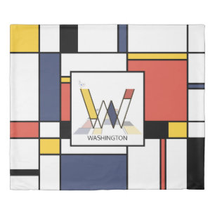 Fancy Neoplasticism Art Monogram. Letter W Duvet Cover