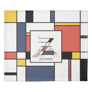 Fancy Neoplasticism Art Monogram. Letter Z Duvet Cover